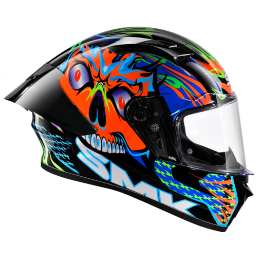 Casco Smk Stellar Skull Azul Naranja Brillante - Image 2