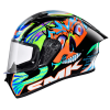 Casco Smk Stellar Skull Azul Verde Brillante - Punto Llantas 5