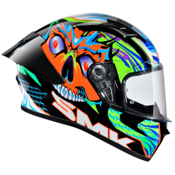 Casco Smk Stellar Skull Azul Verde Brillante1 - Punto Llantas 1