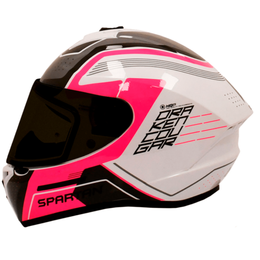 Casco Spartan Draken S Cougar Blanco Fucsia Brillo