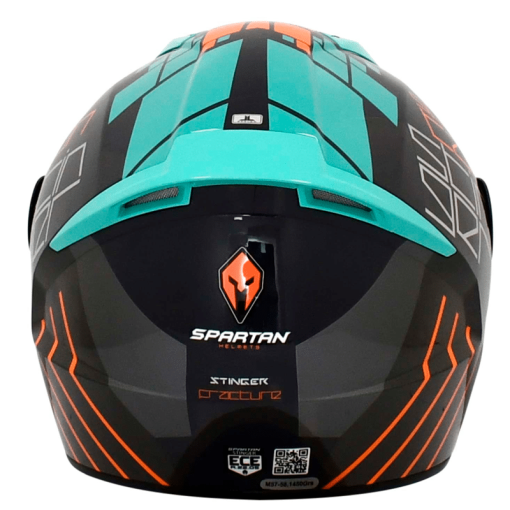 Casco Spartan Stinger Fracture Gris Verde Brillo - Image 3