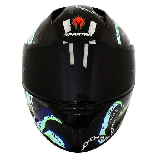 Casco Spartan Stinger Kraken Negro Azul Brillo - Image 3