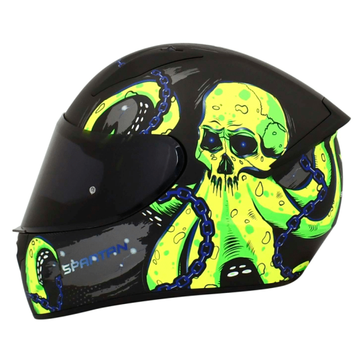 Casco Spartan Stinger Kraken Negro Verde Mate