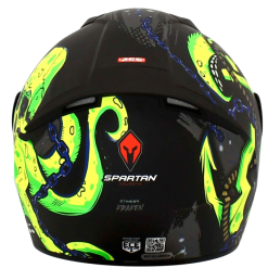 Casco Spartan Stinger Kraken Negro Verde Mate1 - Punto Llantas 1