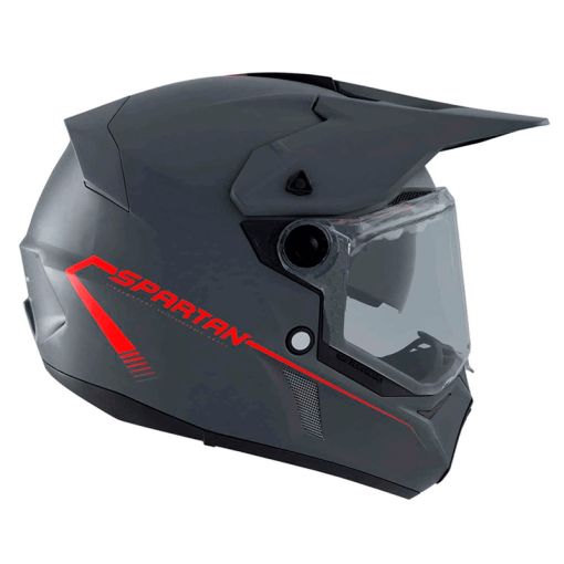 Casco Spartan Wolf Ds Solid Negro Mate Rojo - Image 2