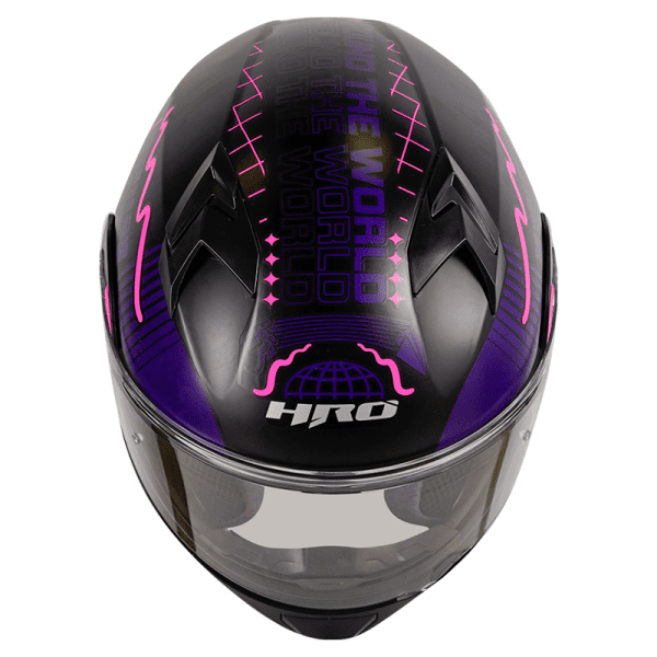 Casco Hro 3420Dv World Wide Negro Mate Fucsia4 - Punto Llantas 5