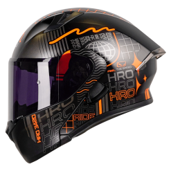 Casco Hro 3420Dv World Wide Negro Mate Naranja1 - Punto Llantas 1