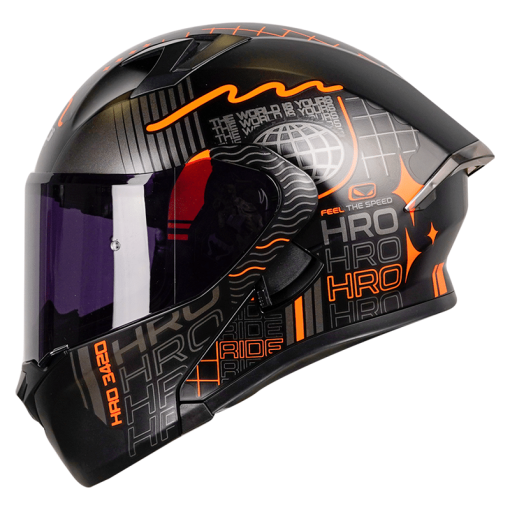 Casco Hro 3420Dv World Wide Negro Mate Naranja - Image 2