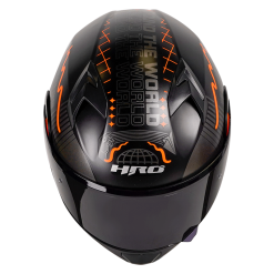 Casco Hro 3420Dv World Wide Negro Mate Naranja4 - Punto Llantas 4