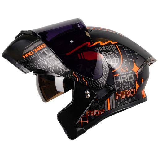 Casco Hro 3420Dv World Wide Negro Mate Naranja