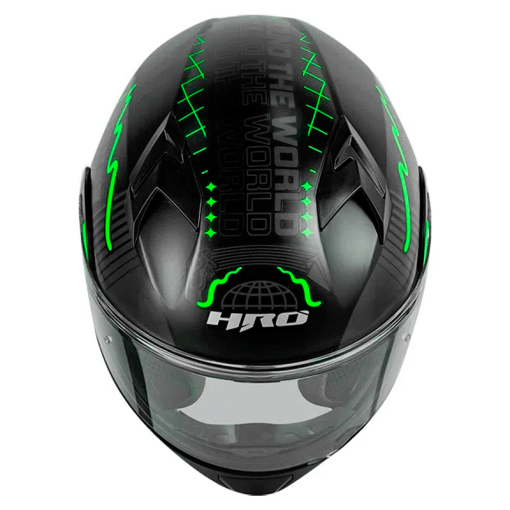 Casco Hro 3420Dv World Wide Negro Mate Verde - Image 4