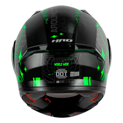 Casco Hro 3420Dv World Wide Negro Mate Verde2 - Punto Llantas 1