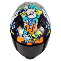 Casco Hro 523Dv Flowerist Azul Navy Brillo Amarillo4 - Punto Llantas 1