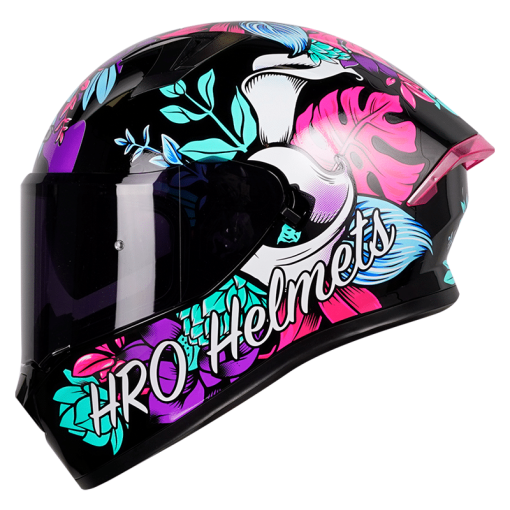 Casco Hro 523Dv Flowerist Negro Mate Azul
