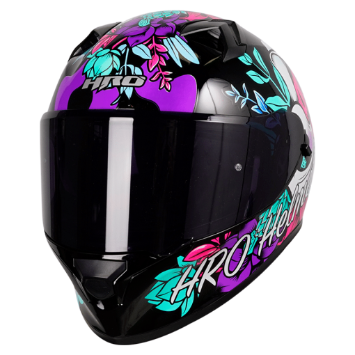 Casco Hro 523Dv Flowerist Negro Mate Azul - Image 3