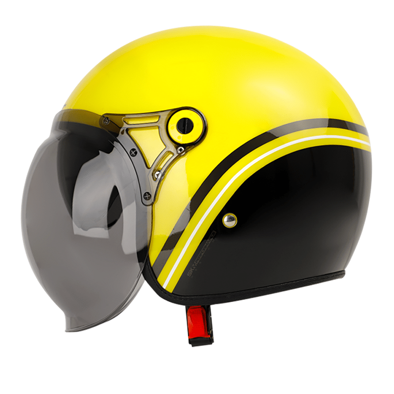 Casco Shaft 121 Scrambler Stripe Evo Amarillo Brillo Negro Punto