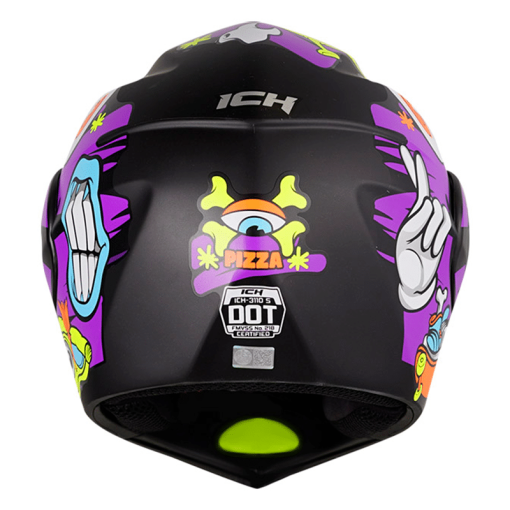 Casco Ich 3110S (Niñ@s) Pizza Negro Mate Naranja - Image 6