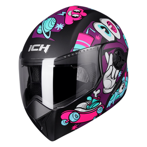 Casco Ich 3110S (Niñ@s) Pizza Negro Brillo Fucsia - Image 3