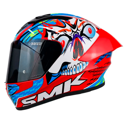 Casco Smk Stellar Skull Azul Rojo Brillante