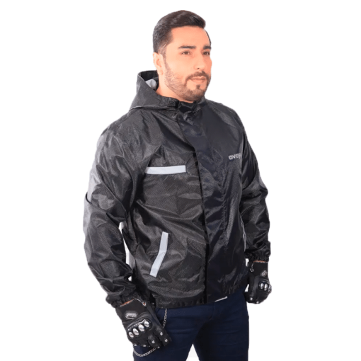 Chaqueta Over Doble Faz Reflectiva Impermeable Negra - Image 5