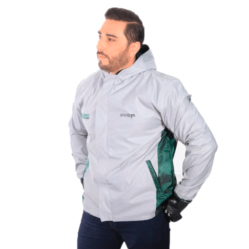 Chaqueta Over Doble Faz Reflectiva Impermeable Verde Militar - Image 2