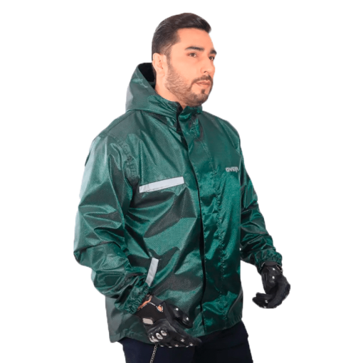 Chaqueta Over Doble Faz Reflectiva Impermeable Verde Militar - Image 6
