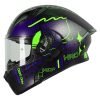Casco Hro 3420Dv World Wide Negro Mate Verde1 - Punto Llantas 6