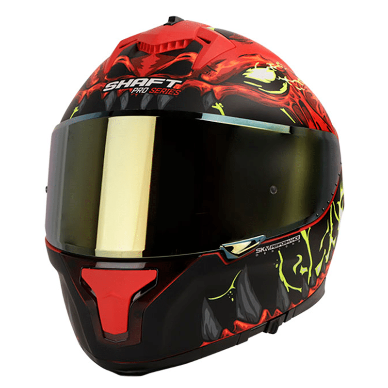 Casco Shaft Pro 610Dv Evo Dragon Fire Rojo Mate Amarillo Punto Llantas