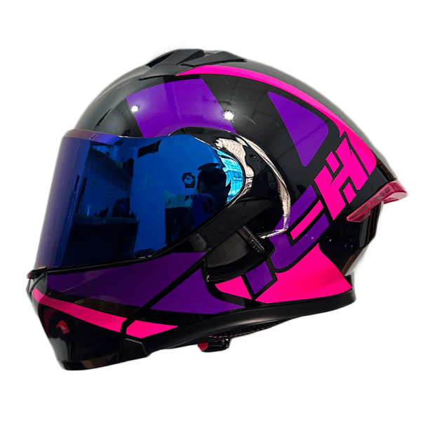 Casco Ich 3120Dv Dock Negro Brillo Fucsia2 - Punto Llantas 2