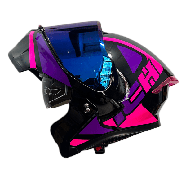 Casco Ich 3120Dv Dock Negro Brillo Fucsia3 - Punto Llantas 1