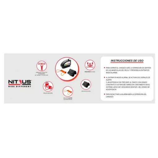 Candado Alarma Nitrus Negro - Image 2