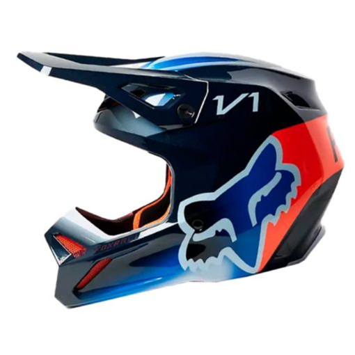Casco Fox V1 Toxsyk Negro Naranja Azul 1
