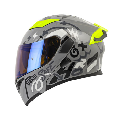 Casco Hro 3400Dv Evo Yeah Nardo Gris Visor Iridium Azul