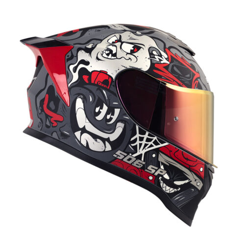 Casco Hro 506Sp Mistery Gris Oscuro Rojo 2