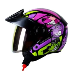 Casco Ich 102 Soy_Parte De La Manada Morado Visor Iridium Rojo 1