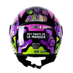 Casco Ich 102 Soy_Parte De La Manada Morado Visor Iridium Rojo 3
