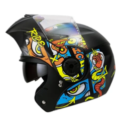 Casco Ich 3110 Kids Renfex Negro Naranja Neon 1