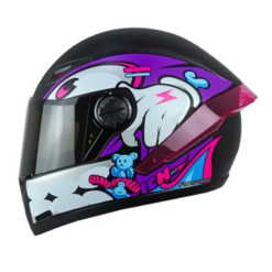 Casco Ich 501sp Gummy Negro Morado Visor Smoke 1