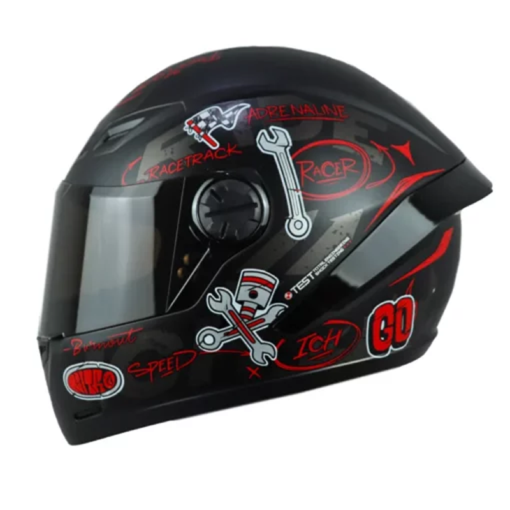 Casco Ich 501sp Mark Negro Rojo Visor Smoke 1