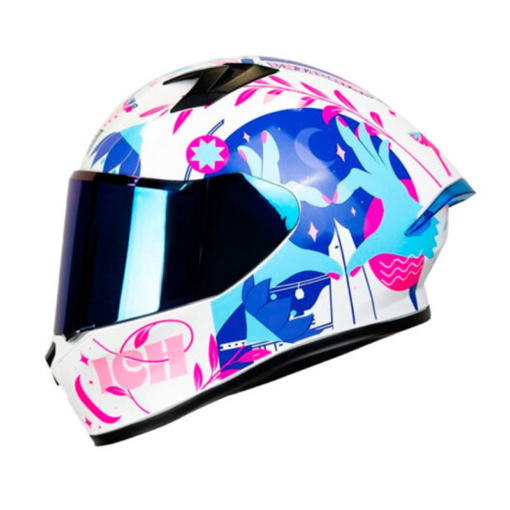 Casco Ich 503 Ed Especial Made In Medellín Blanco Azul Visor Azul 1