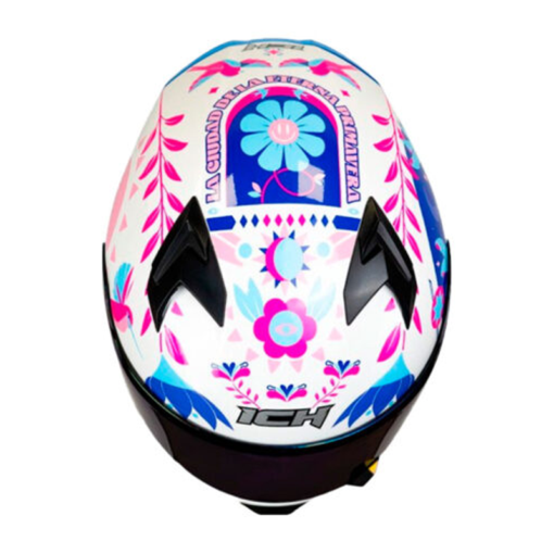 Casco Ich 503 Ed Especial Made In Medellín Blanco Azul Visor Azul 1