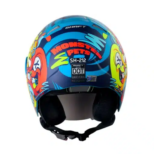 Casco Shaft 212 Moster Pets Azul Naranja Visor Iridium Azul