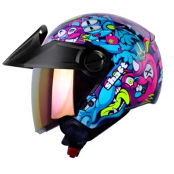 Casco Shaft 212 Moster Pets Morado Fucsia Visor Iridium Morado1