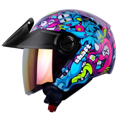Casco Shaft 212 Moster Pets Morado Fucsia Visor Iridium Morado1