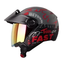 Casco Shaft 212 Rock You Gris Silver Visor Iridium Rojo 1
