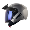 Casco Shaft 212 Solid Cromado Negro Visor Iridium Azul 1