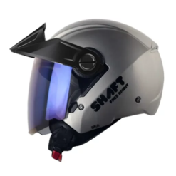 Casco Shaft 212 Solid Cromado Negro Visor Iridium Azul 1