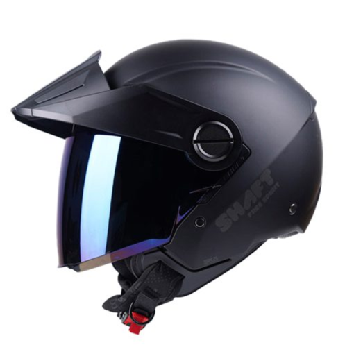 Casco Shaft 212 Solid Negro Gris Visor Iridium Azul1