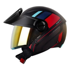 Casco Shaft 212 Spec Negro Rojo Visor Iridium Naranja