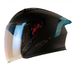 Casco Shaft 226 Gt Solid Negro Gris Visor Iridium Azul1